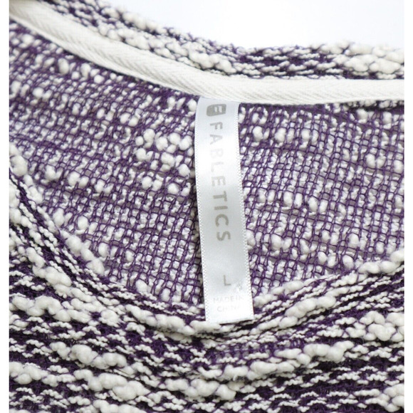 Fabletics Size L Juliette Popcorn Pullover Sweater Purple Cream - Picture 10 of 10
